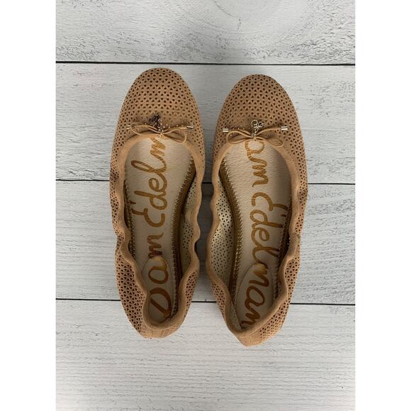 Sam Edelman Women's Size 10 Felicia 2 Perforated Tan Beige Leather Ballet Flats - Picture 7 of 15